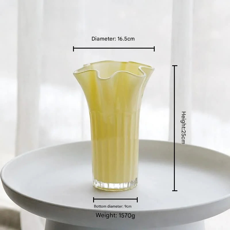 Nordic-Style Glass Vase - Elegant Fluted Flower Vase