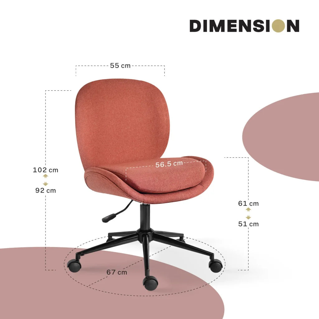 Office Desk Chair - Linen Fabric Armless Swivel Study Seat