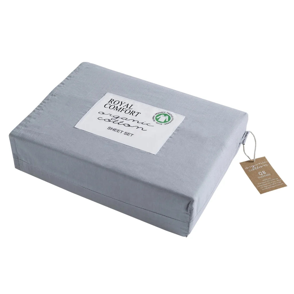 Organic Cotton 4-Piece Sheet Set 250TC - Double Graphite Royal Comfort