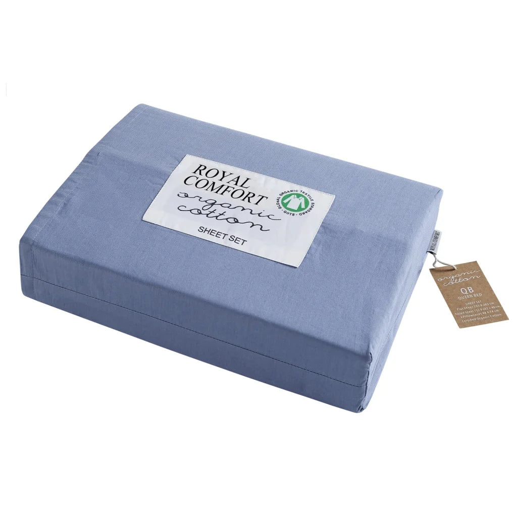 Organic Cotton 4-Piece Sheet Set 250TC - Double Indigo Royal Comfort