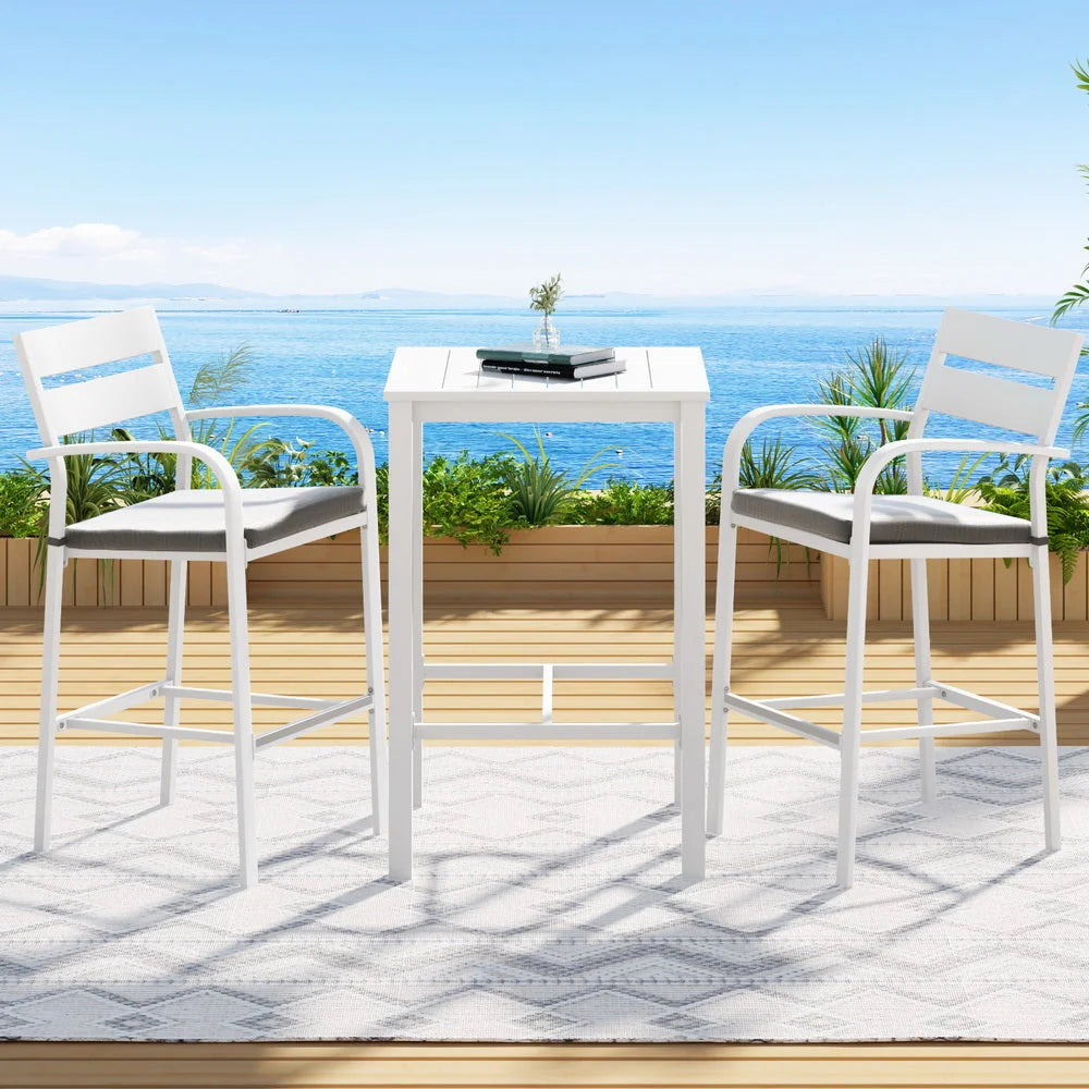 Outdoor Bar Set Stools 3-Piece Dining Chairs Table Patio