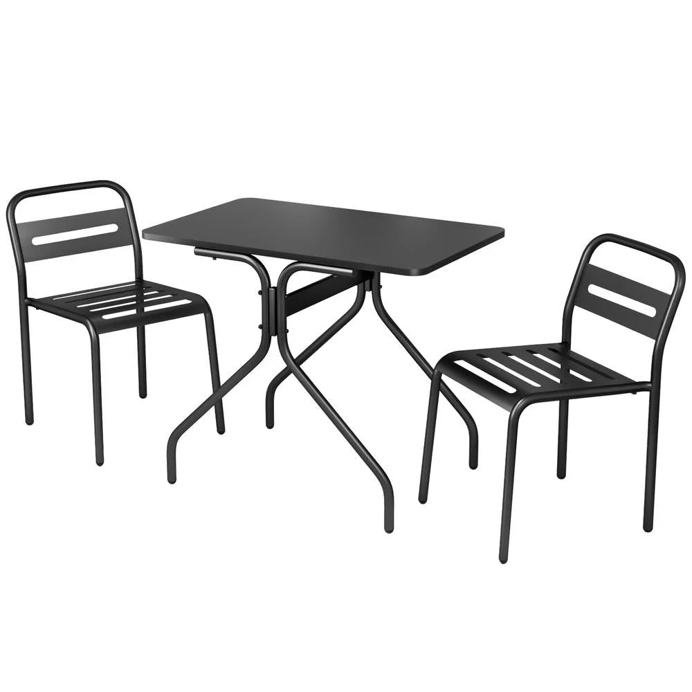 Outdoor Bistro Set 3PC Patio Furniture Steel Table
