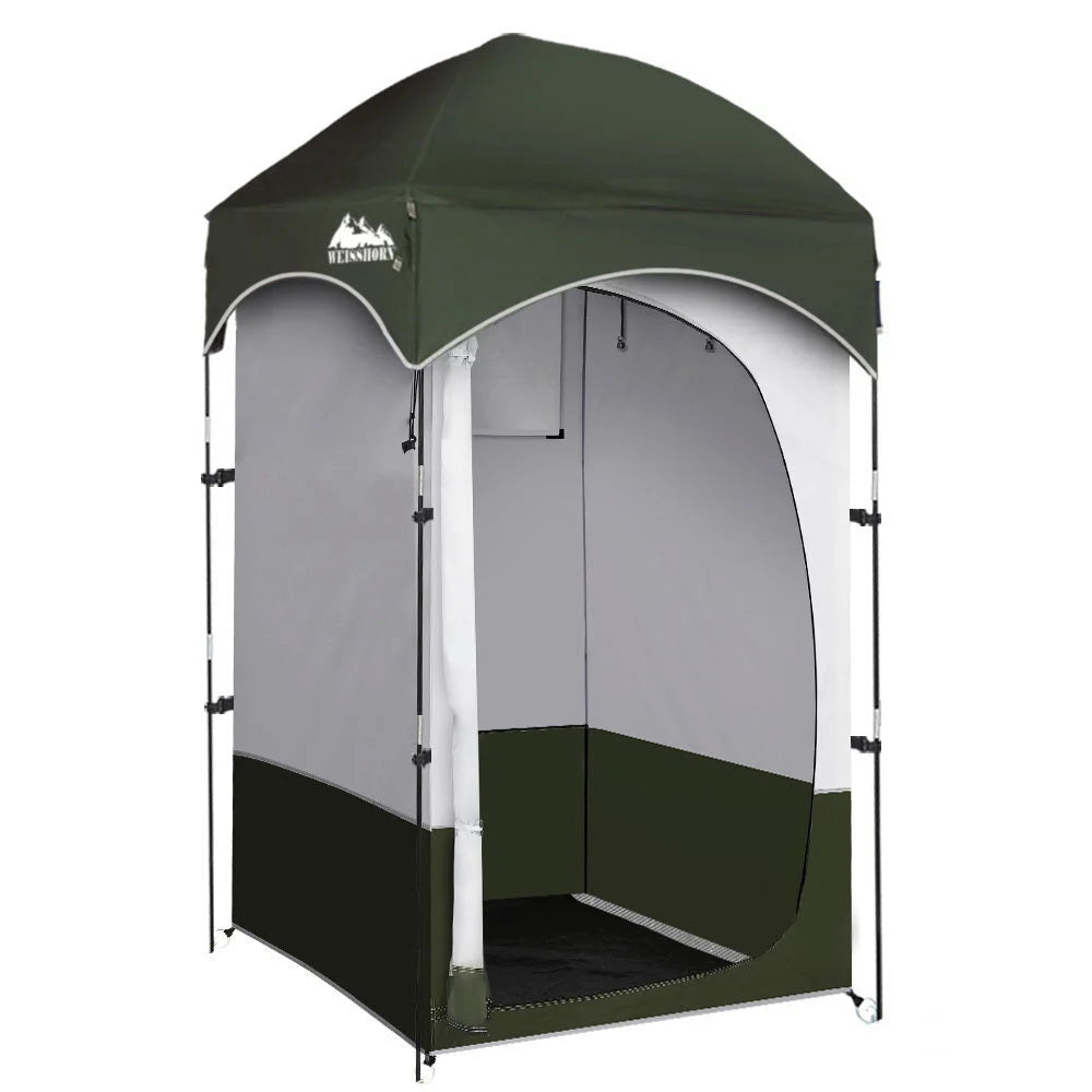 Outdoor camping shower with wall fittings and water outlet