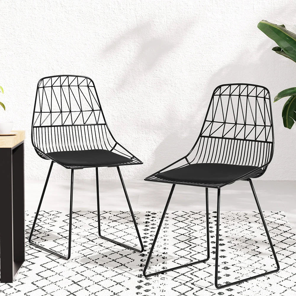 Outdoor Dining Chairs 2PC Steel Lounge Chair Patio Garden