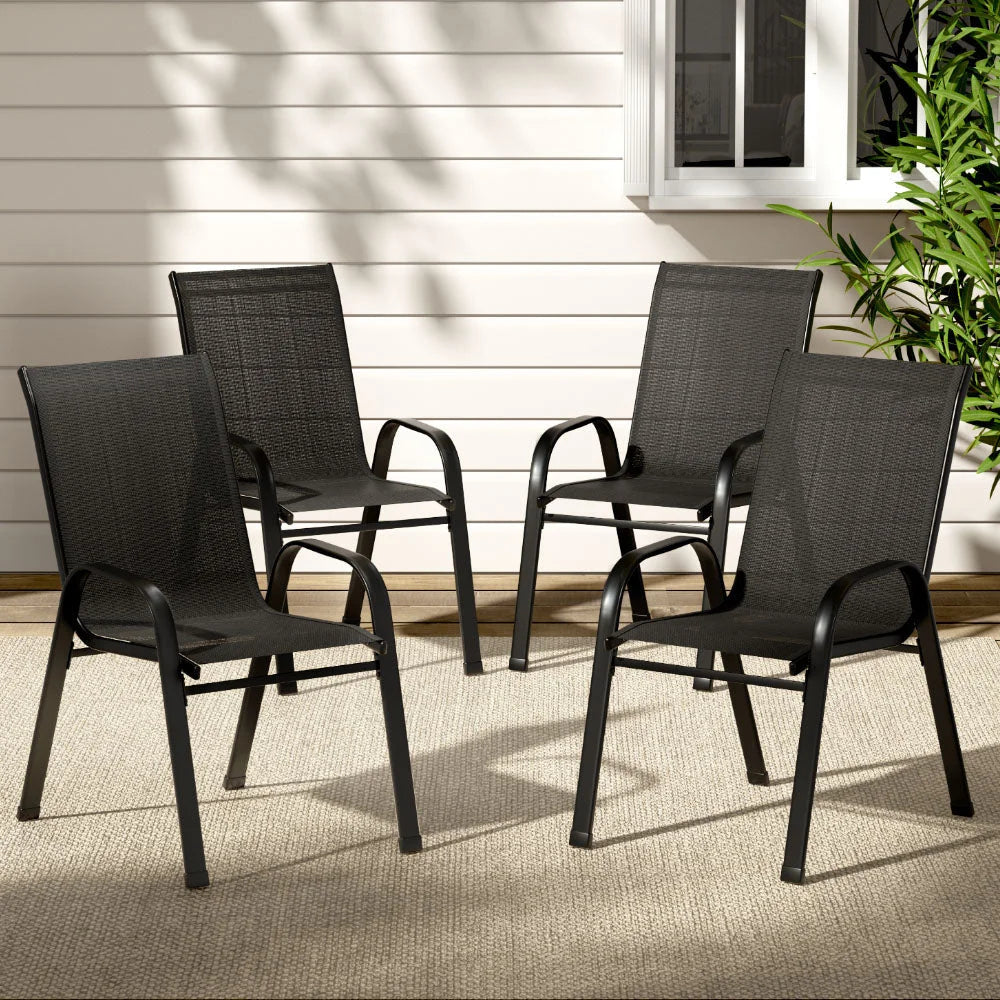 Outdoor Dining Chairs Set of 4 Stackable Lounge Patio