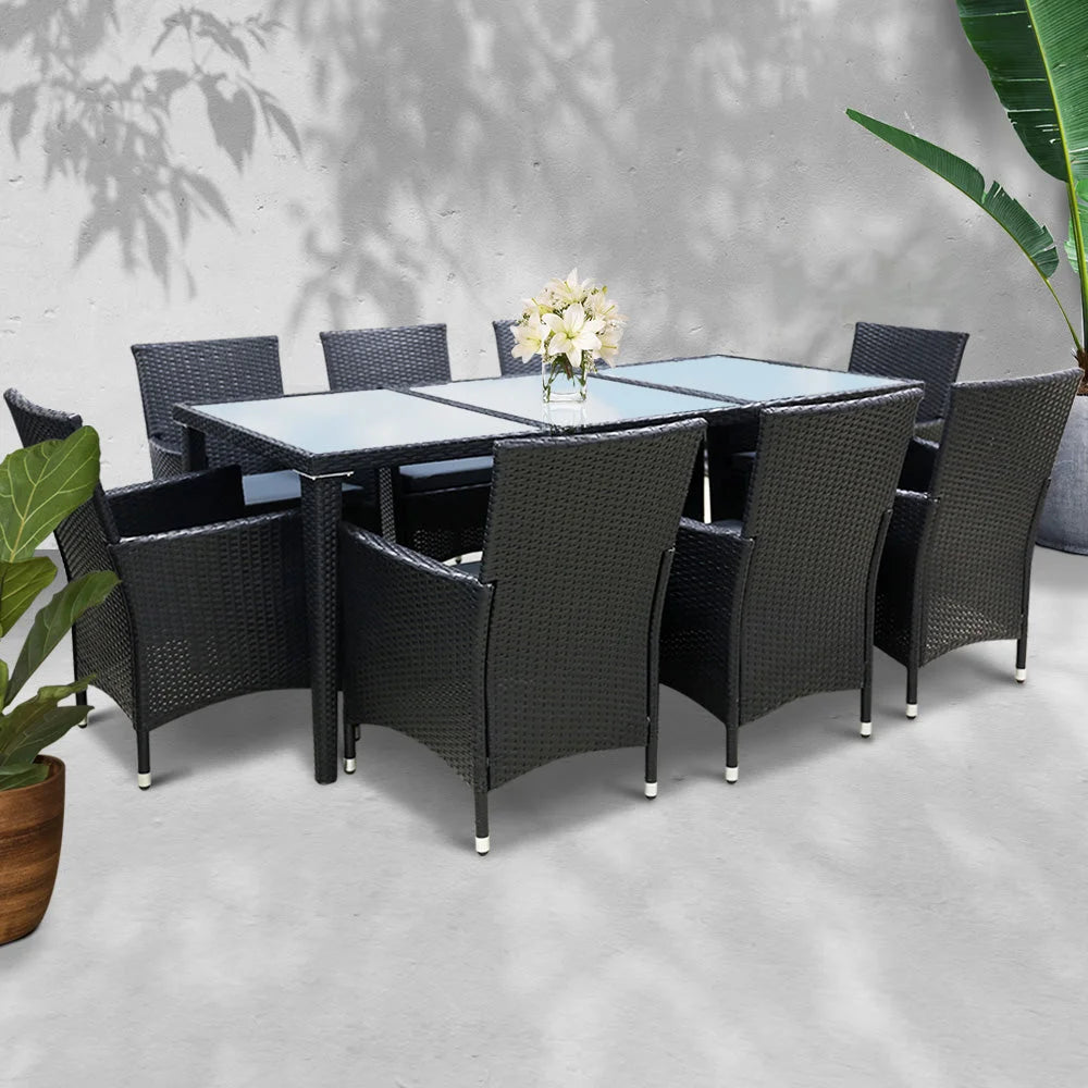 Outdoor Dining Set (9pc) Black - Outdoor