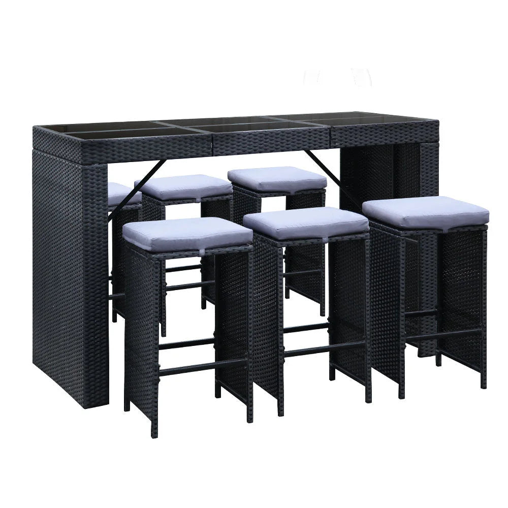 Outdoor Dining Table Set 7 Piece - Black - Outdoor