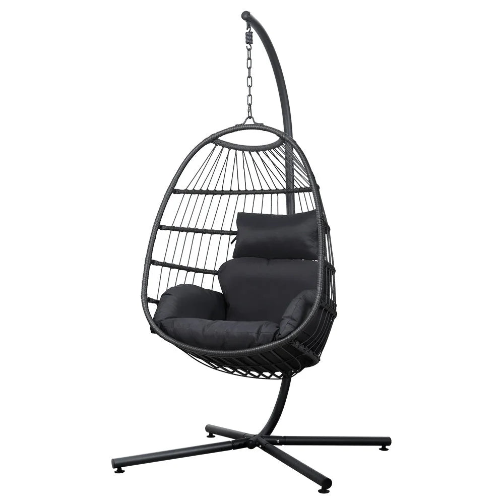 Outdoor Egg Swing Chair Wicker Rope Furniture Pod Stand