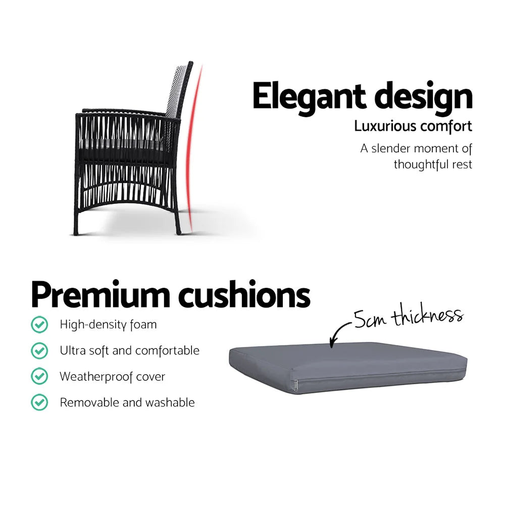 Outdoor Furniture Dining Chairs Wicker Garden Patio Cushion