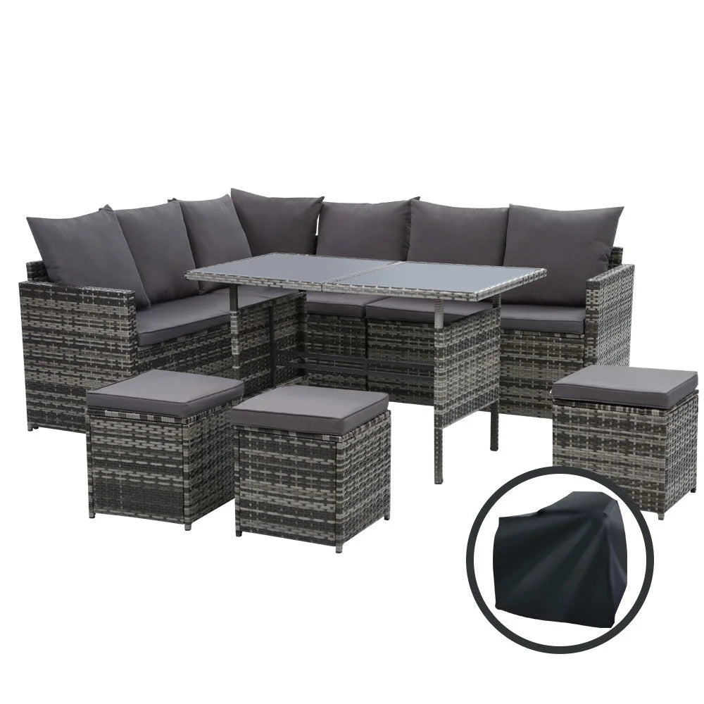 Outdoor Furniture Dining Setting Sofa Set Wicker 9 Seater