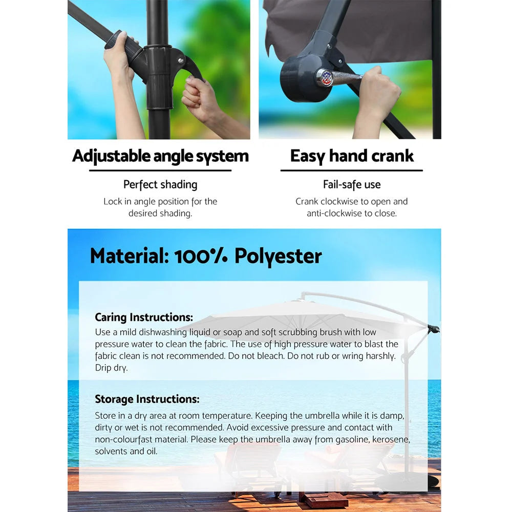 Outdoor Garden Umbrella 3 m Charcoal - Outdoor