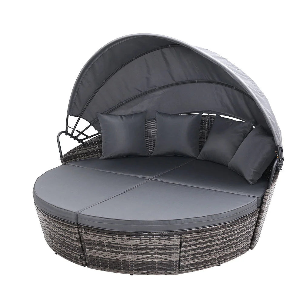 Grey wicker outdoor dining setting