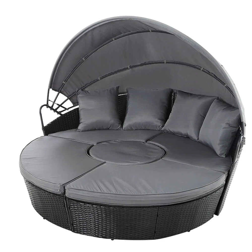 Black wicker rattan wicker outdoor sofa set with matching low table