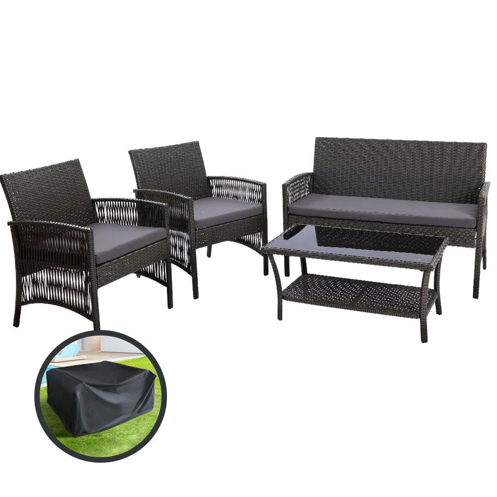 Outdoor Lounge Setting Sofa Set 4PCS Patio Wicker Furniture
