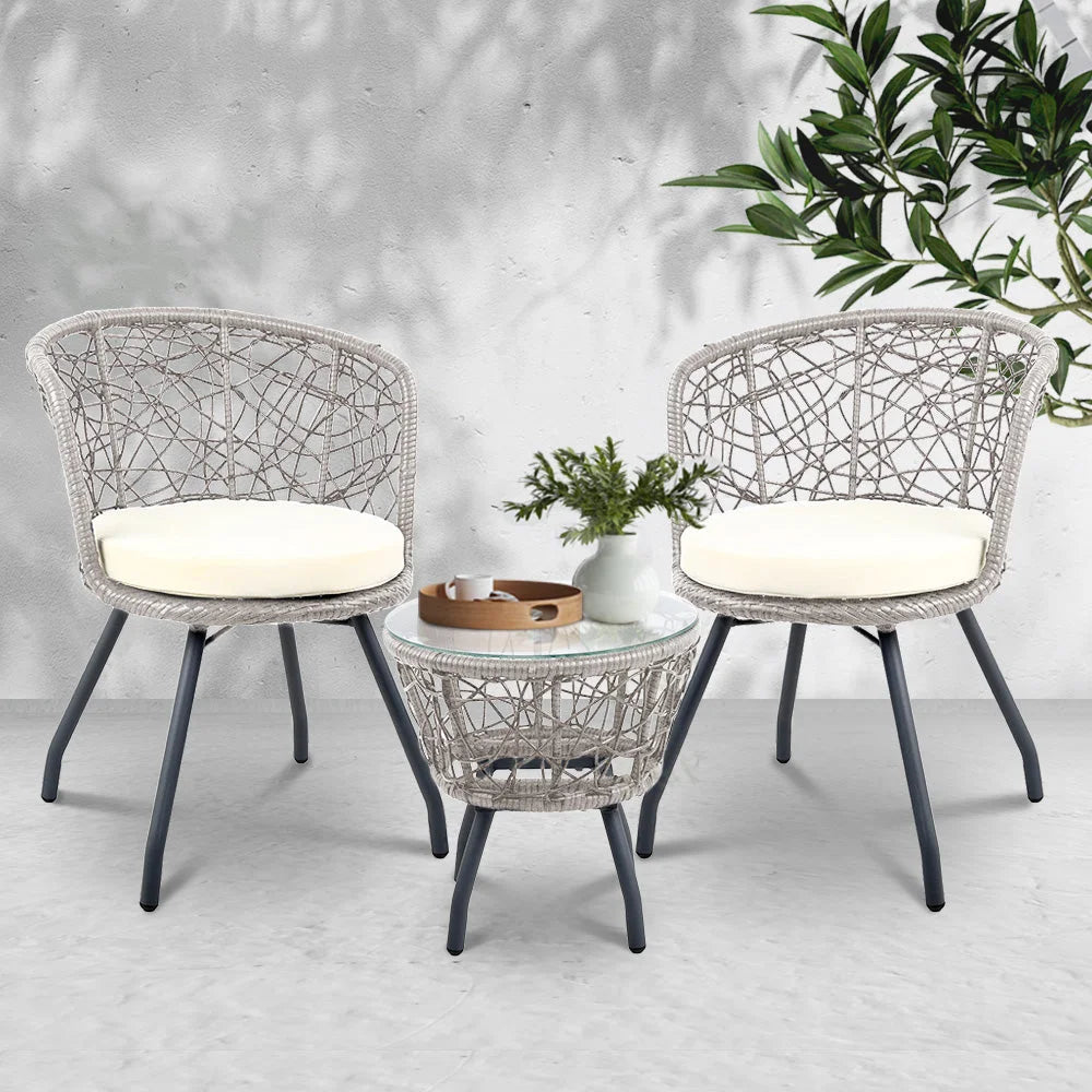 Outdoor Patio Chair & Table Grey - Garden Furniture