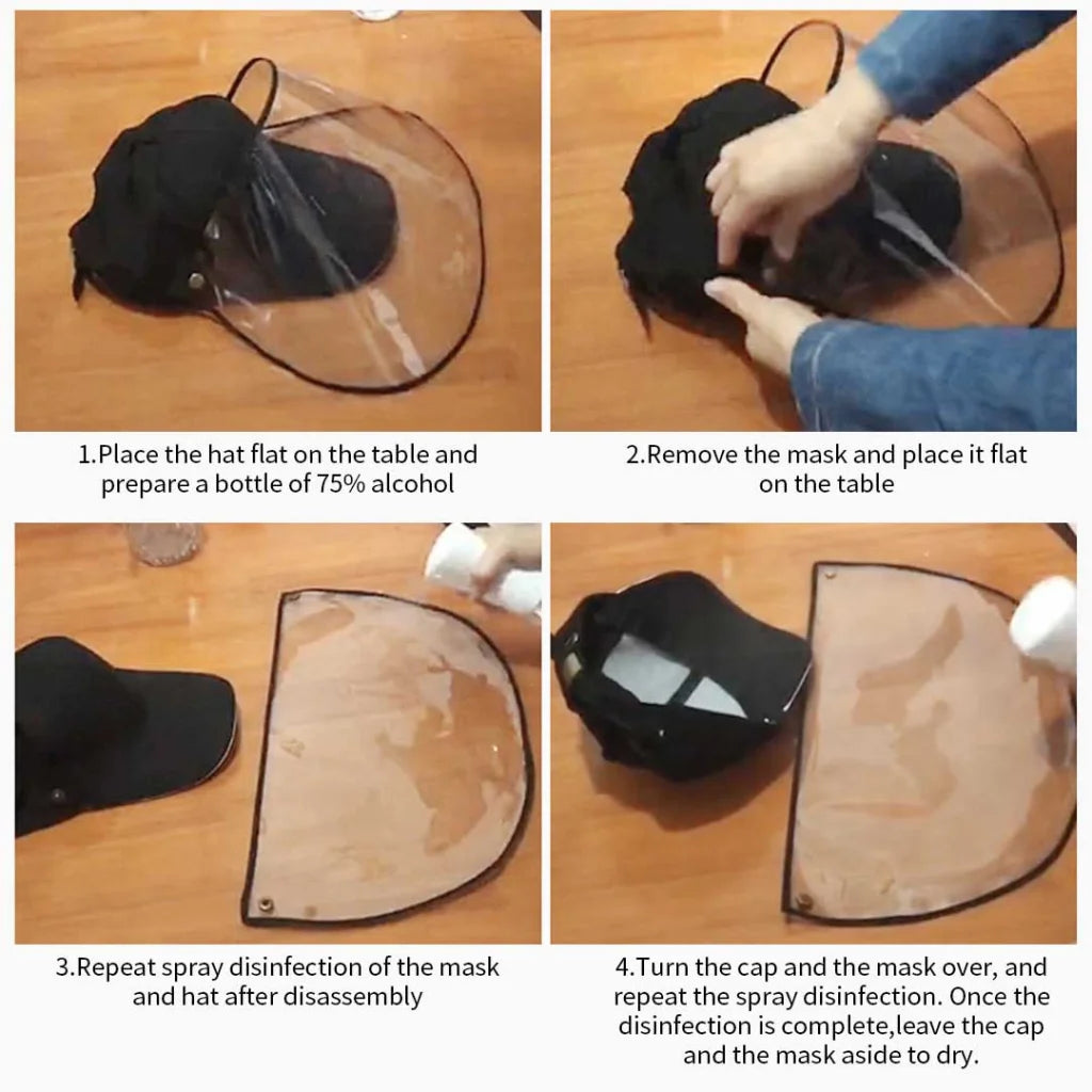 Outdoor Protection Hat Set Premium 2X Anti-Fog Pollution Dust Saliva Face Shield for Adults - Black