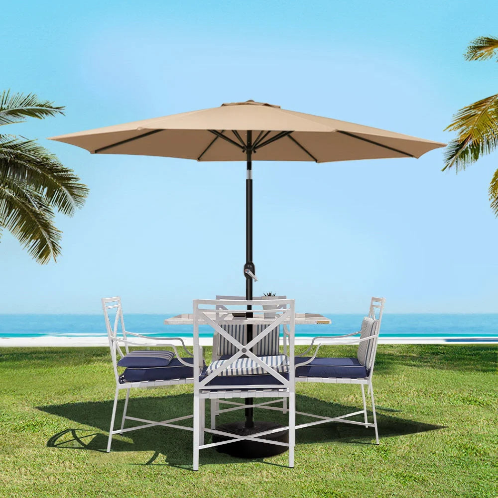 Outdoor Umbrella 2.7M with Base and Pole Stand for Garden