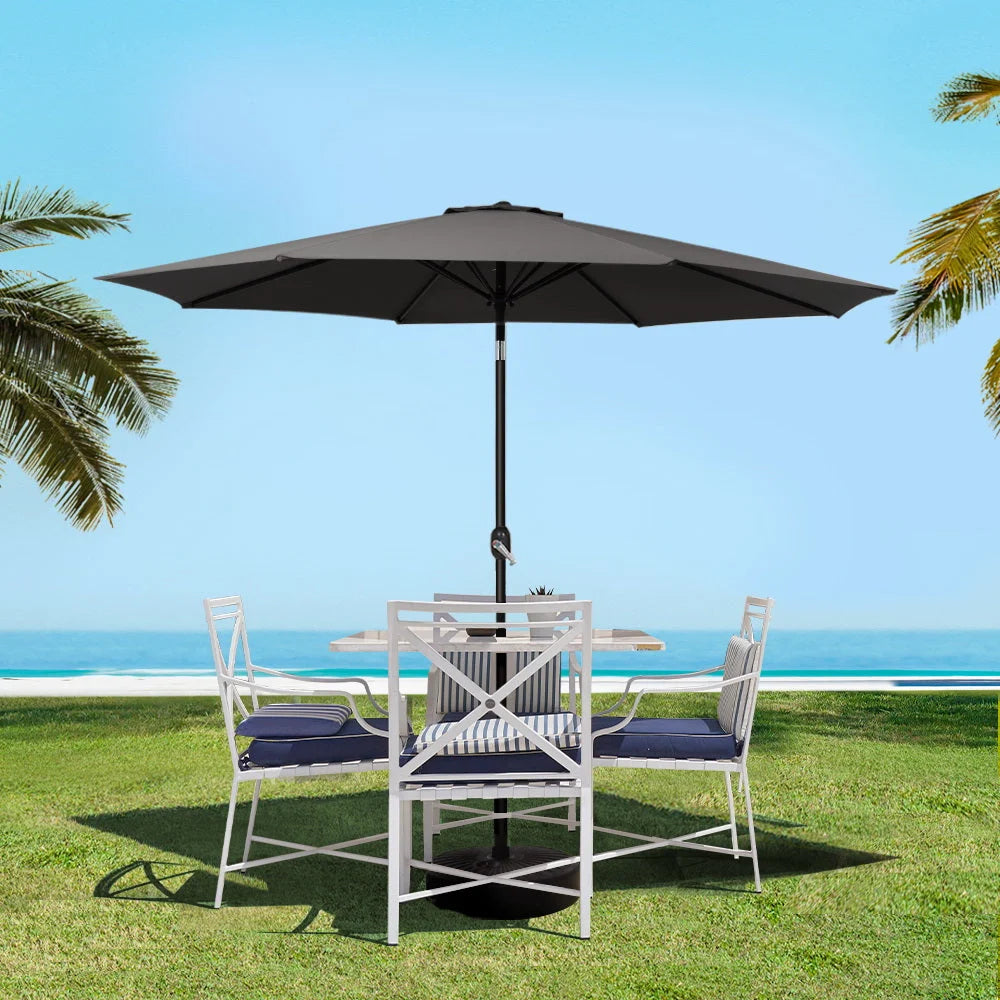 Outdoor Umbrella 2.7M with Base Pole Stand Garden Beach