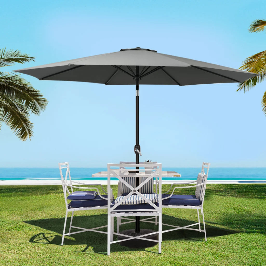 Outdoor Umbrella 3M Base Beach Pole Garden Tilt Sun Patio