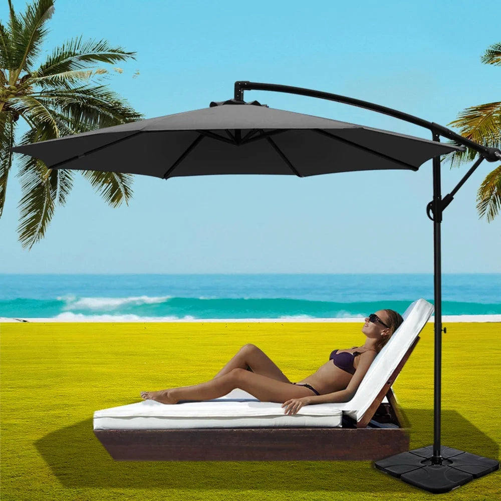 Outdoor Umbrella 3M with Base Cantilever Beach Garden Patio