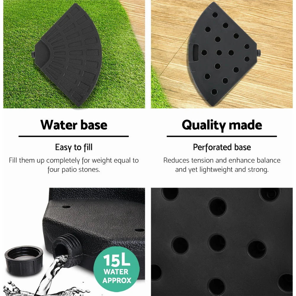 Outdoor Umbrella Stand 4 x Base Pod Plate Sand/Water Patio