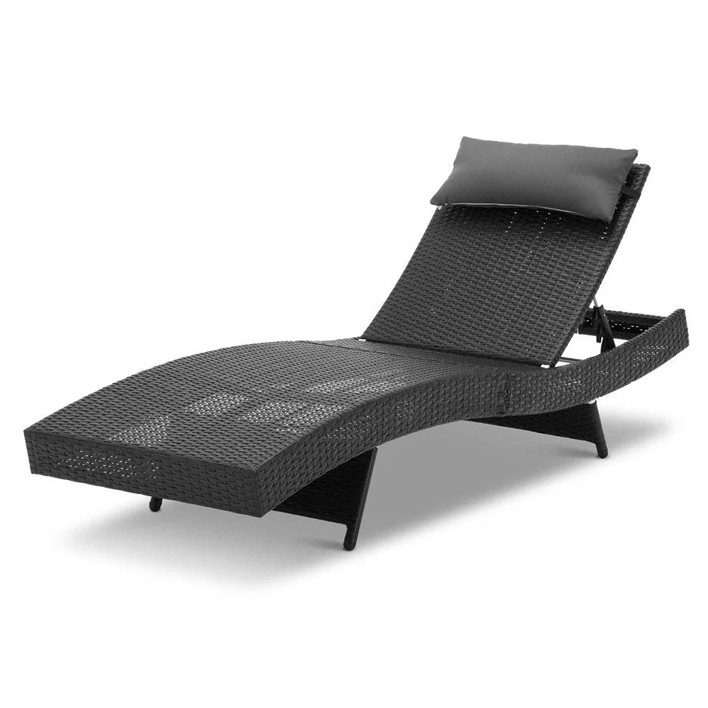 Outdoor Wicker Sun Lounge - Black - Outdoor