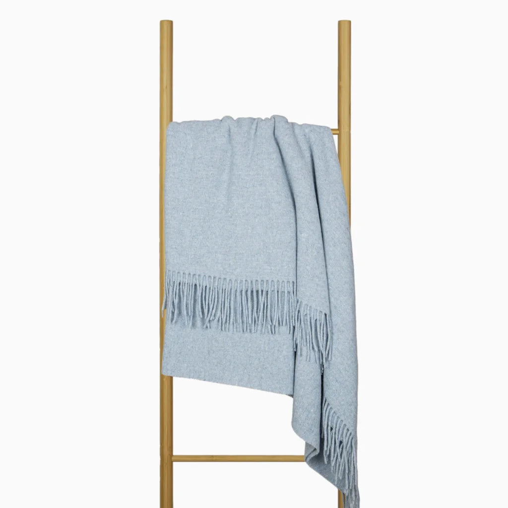 Oxford Throw Blanket Merino Wool Blend - Sky Blue