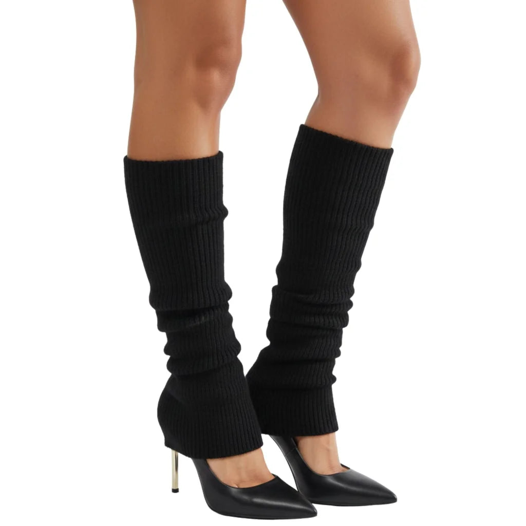 Pair of Womens Leg Warmers Disco Winter Knit Dance Party