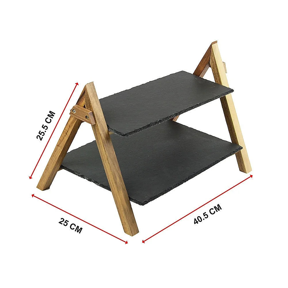Party 2-Tier Cake Stand Slate Wedding Tiered Serving Stand