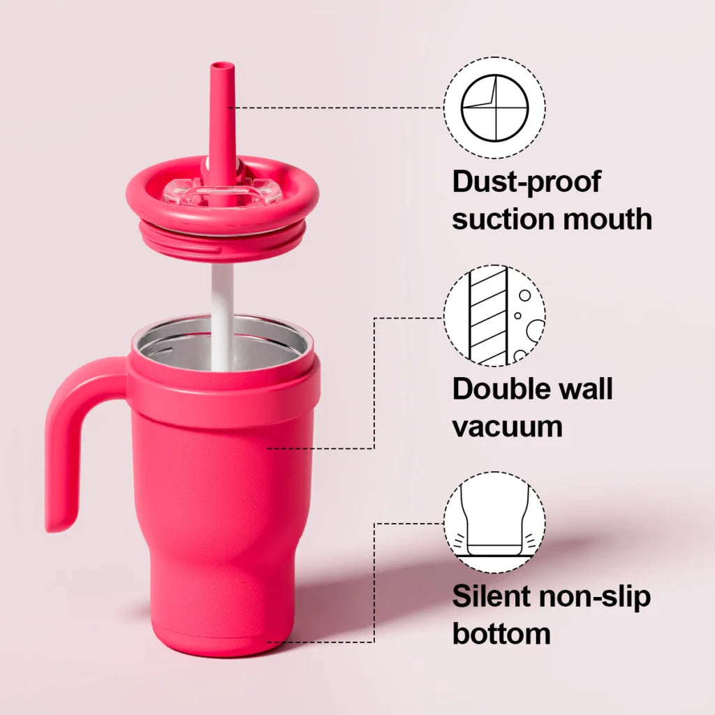 Peach Pink Gradient 14oz Insulated Tumbler with Handle &
