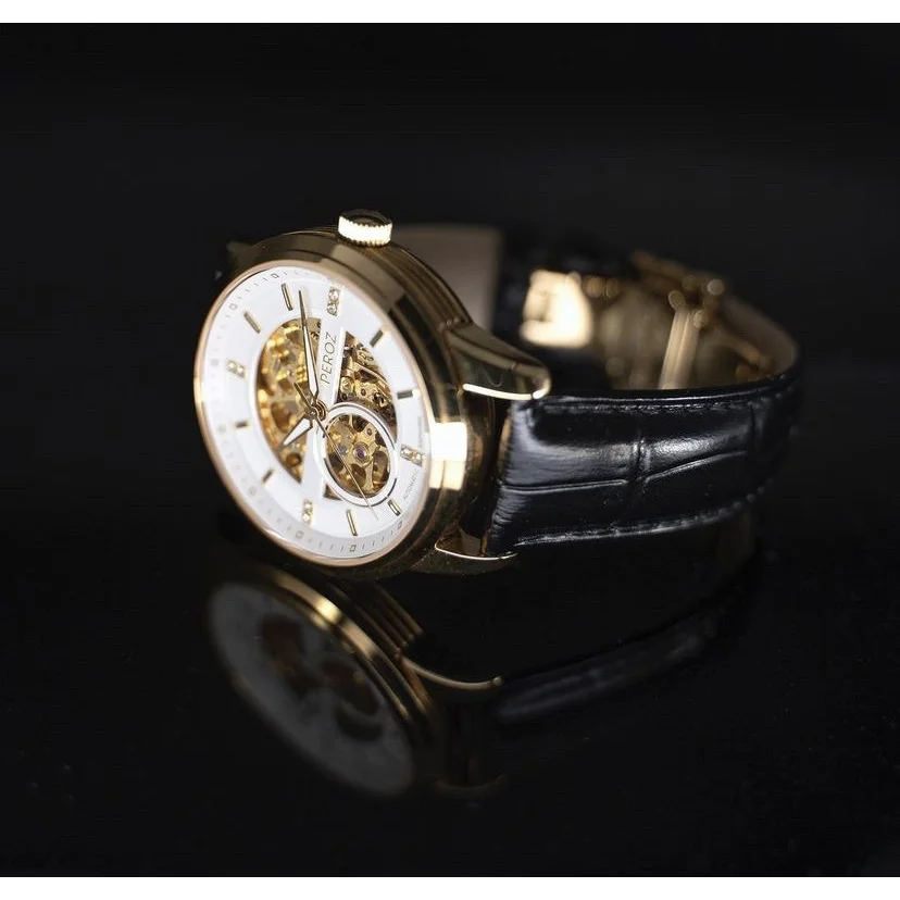 Peroz Automatic Men’s Watch - Black Leather - Fashion >