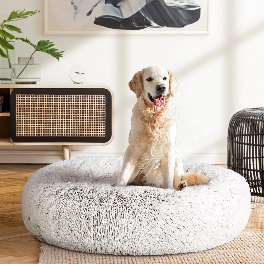 Pet Bed Dog Cat Calming Bed Large 90cm White Sleeping Comfy