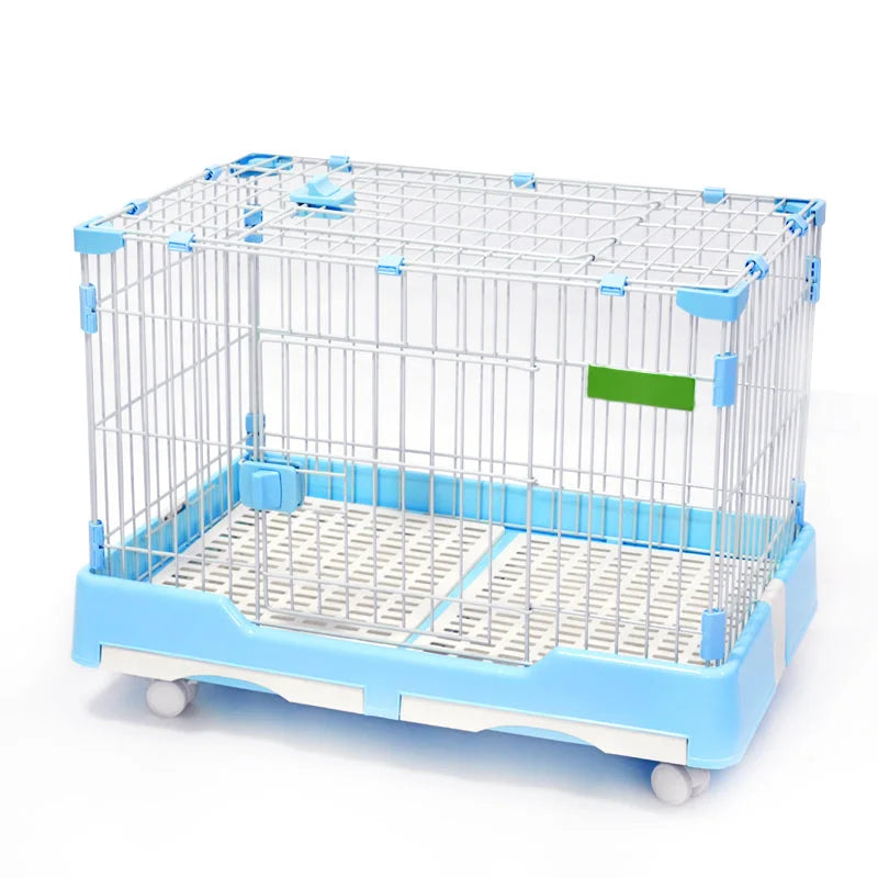 Pet Cage Large Blue Dog Cat Rabbit Crate Kennel with Potty
