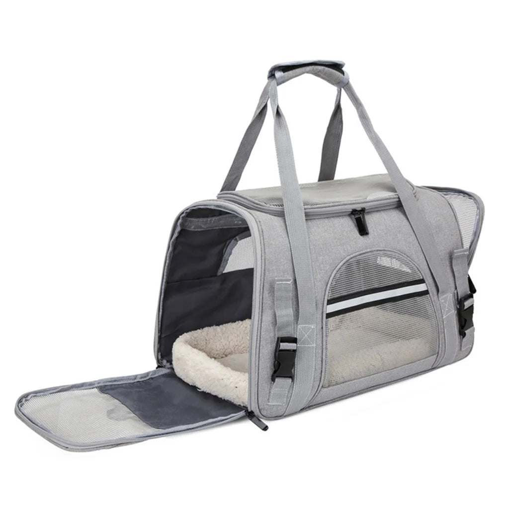 Pet Carrier Travel Bag for Cats & Small Dogs with Cozy Bed