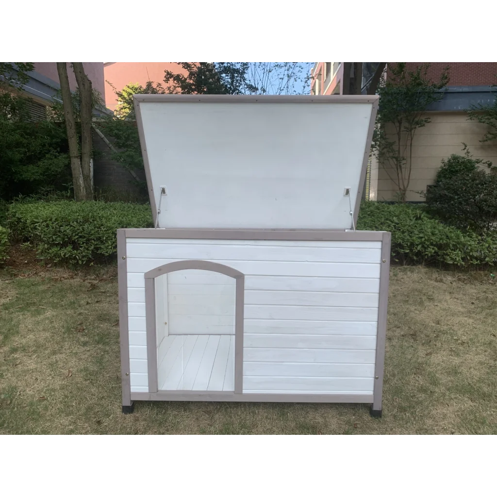 Pet Kennel L Timber Dog Puppy Wooden Cabin with Stripe