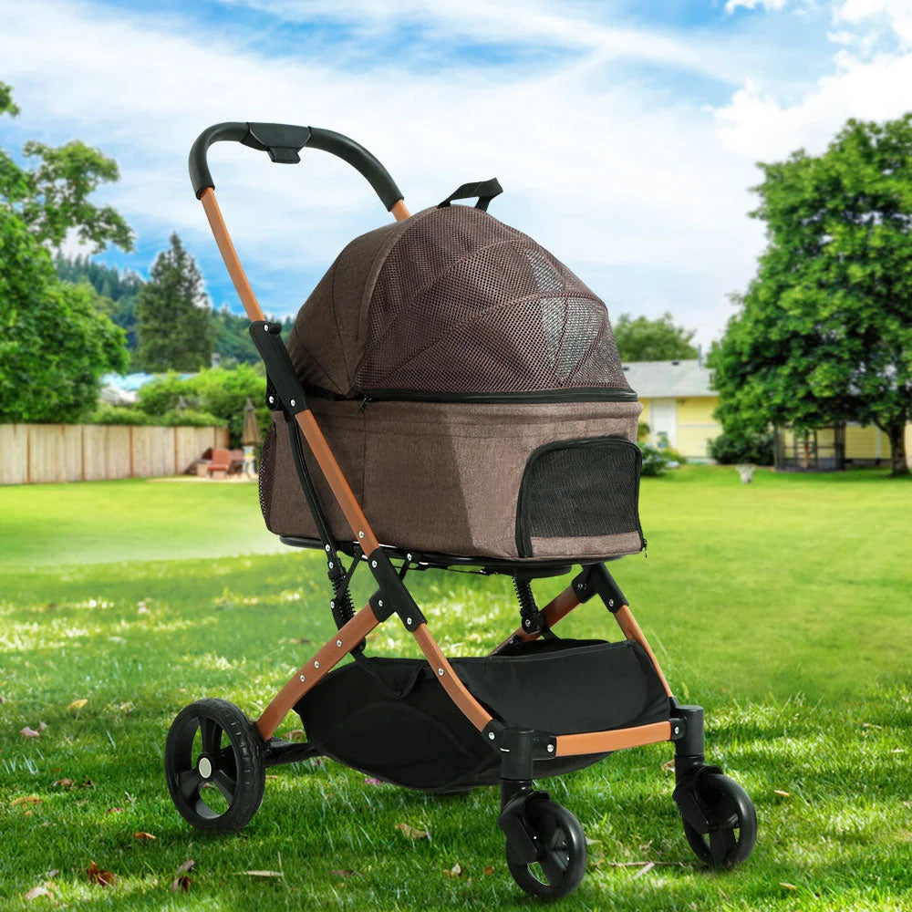 Pet Stroller Dog Pram Large Cat Carrier Travel Foldable 4