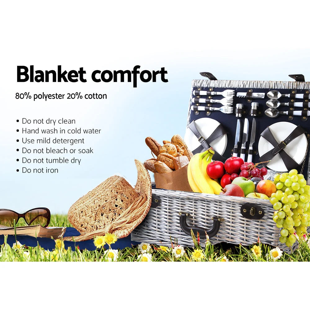 Picnic Basket Cooler Bag 6-Person Wicker PU Fastening