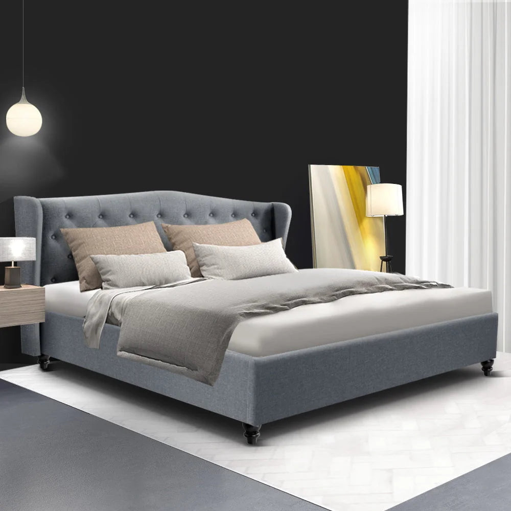 Pier Bed Frame Fabric Grey King - Bedroom