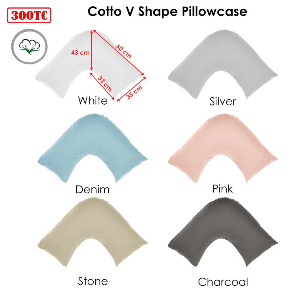 Pillowcase V Shape 300TC Cotton White - Home & Garden