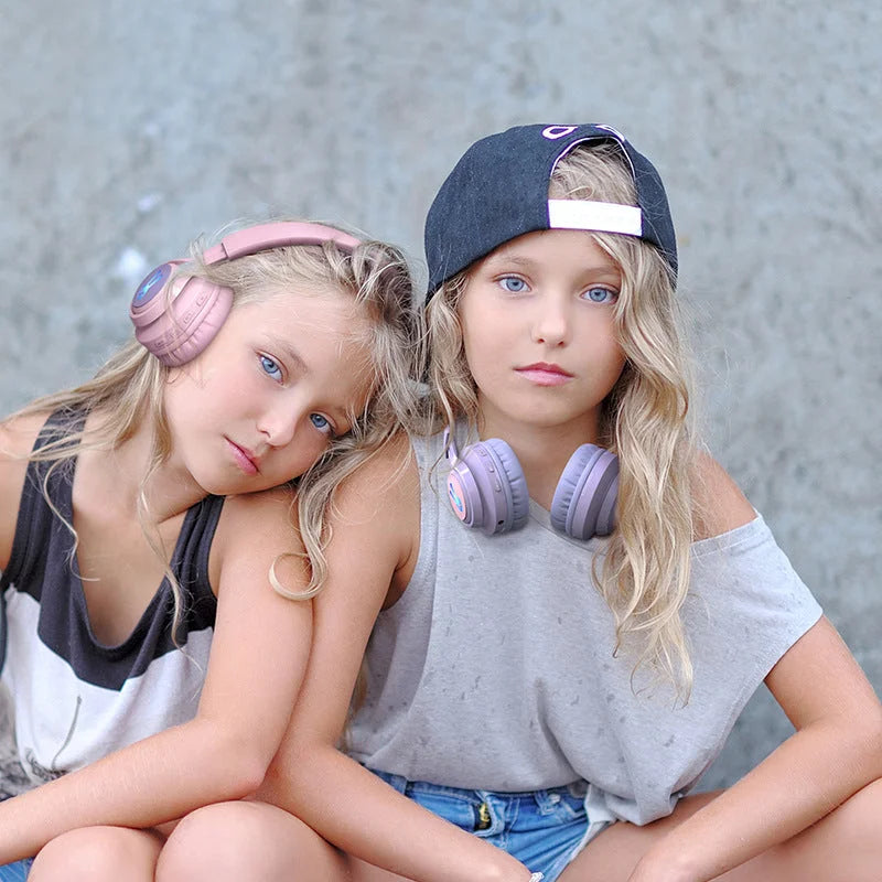 Pink Bunny Wireless Headphones - Glowing Logo Bluetooth 5.0