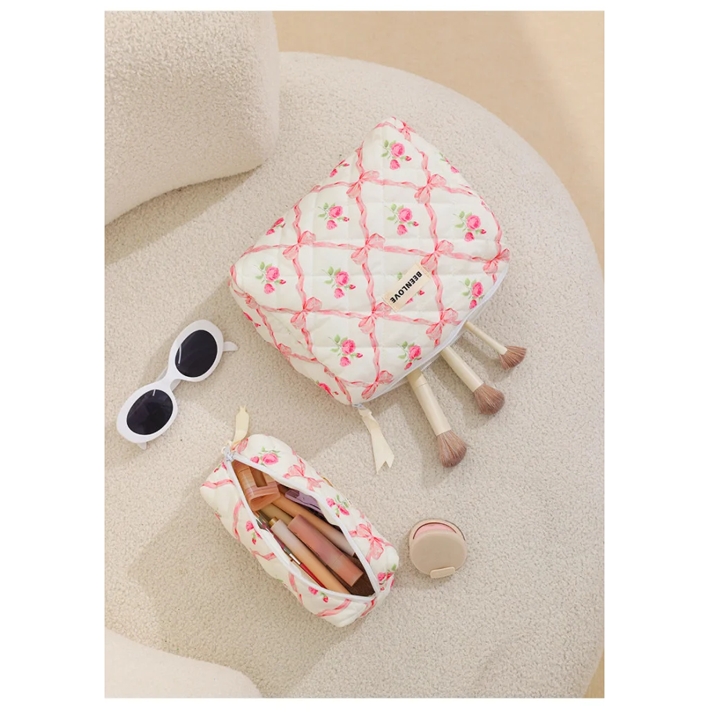 Pink Elegant 3-Piece Cosmetic Storage Set - Portable