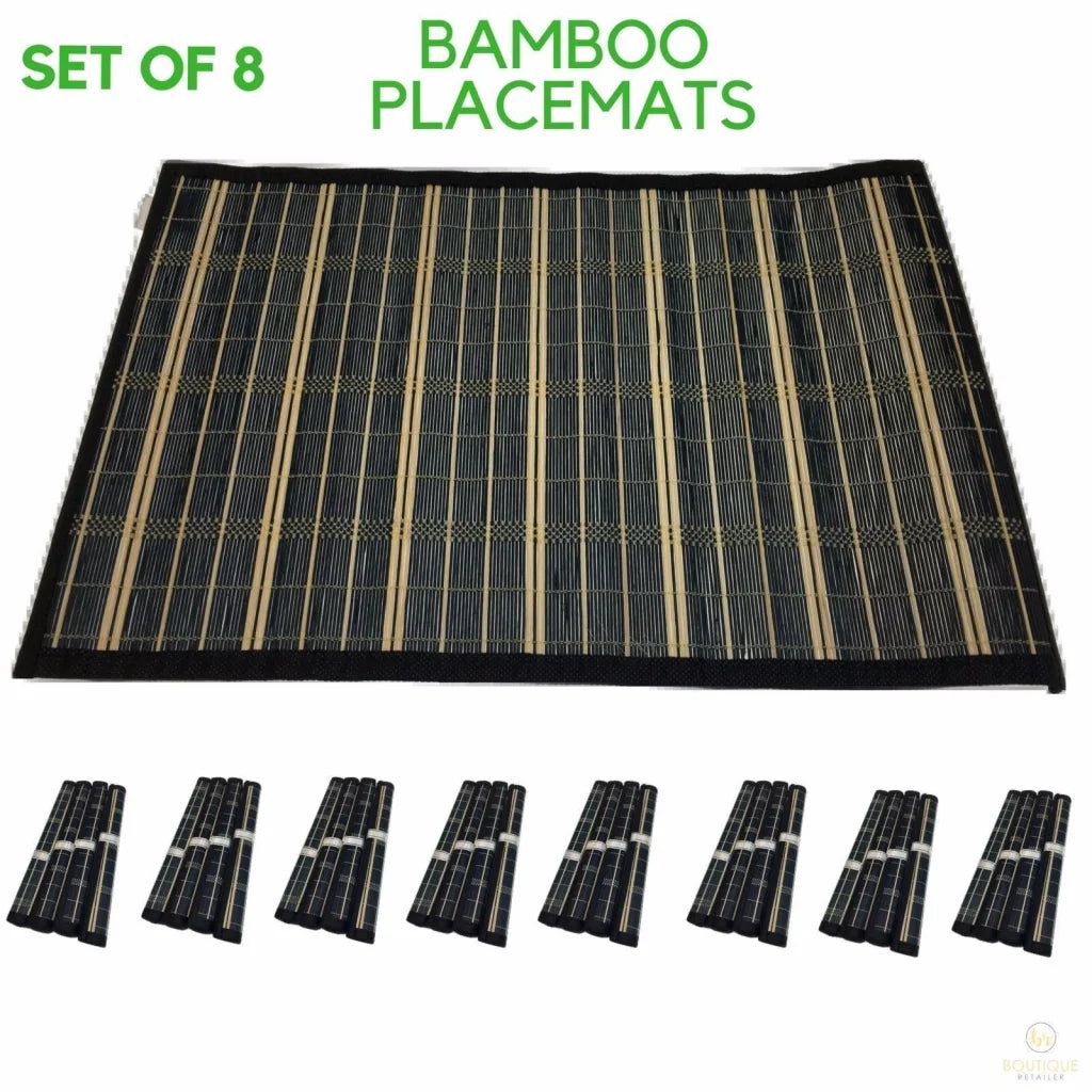 Placemats Set of 8 Bamboo Dinner Table Decor Party Natural