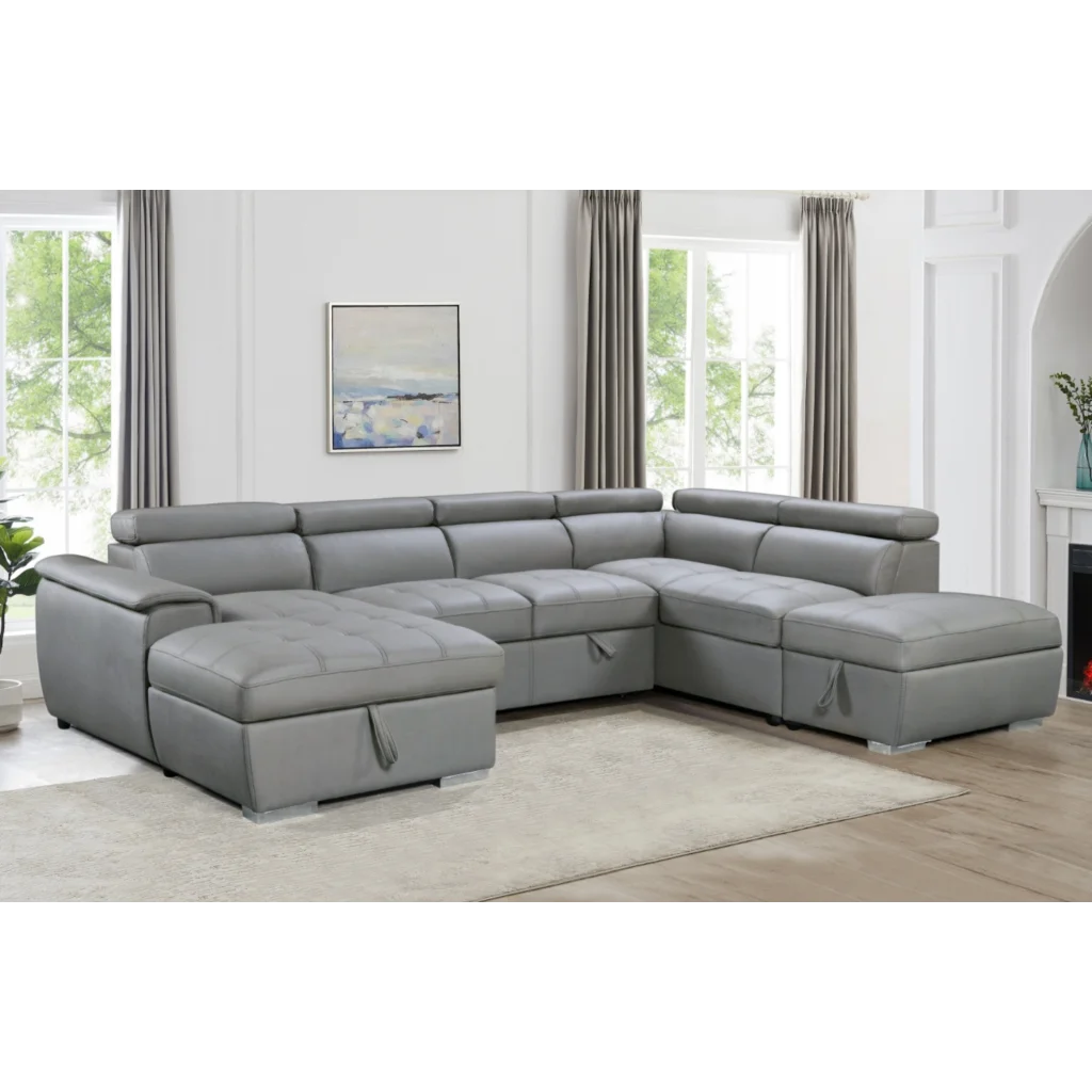 Plush Sleeper Modular Chaise Lounge - Light Grey