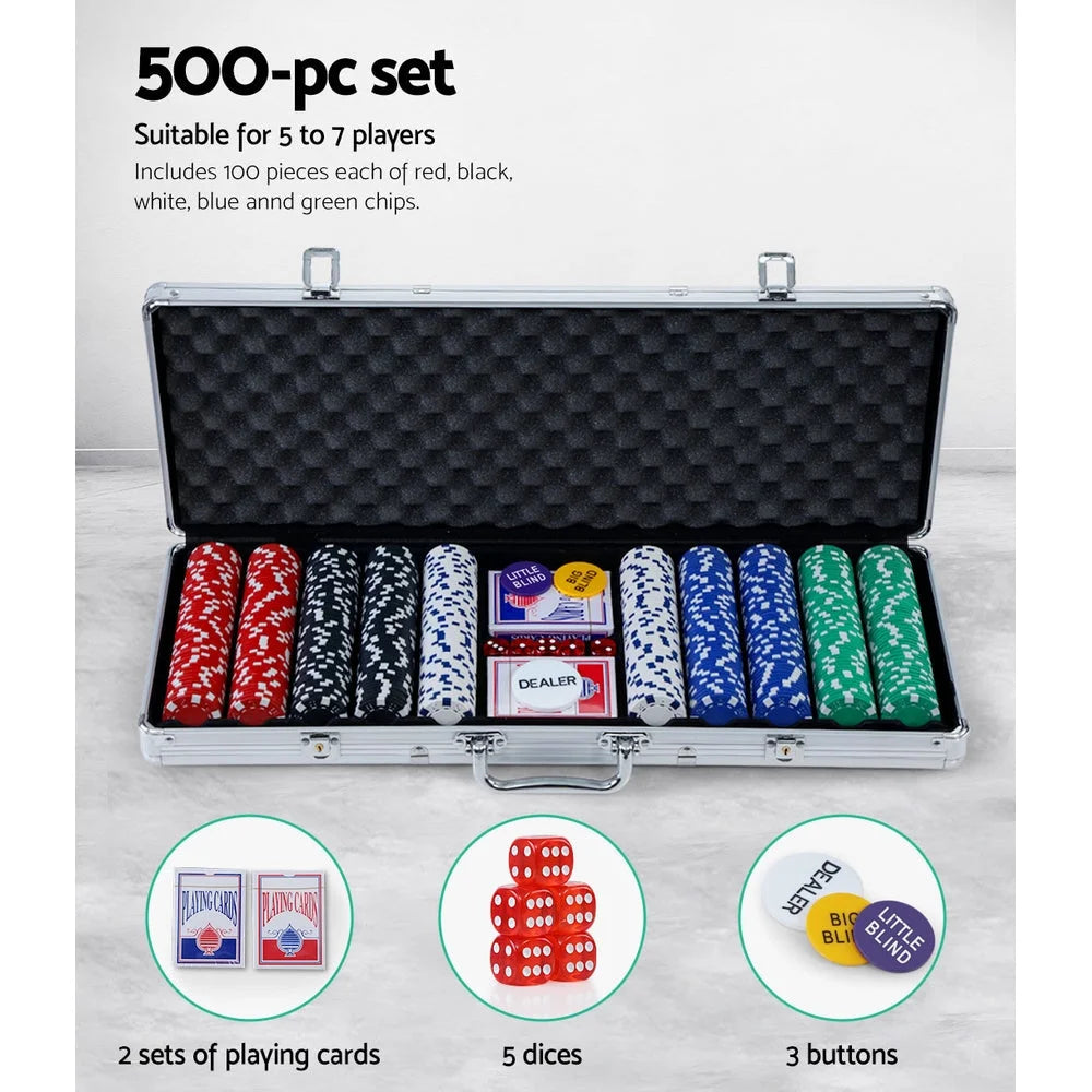 Poker Chip Set 500PC Texas Hold’em Casino Gambling Dice