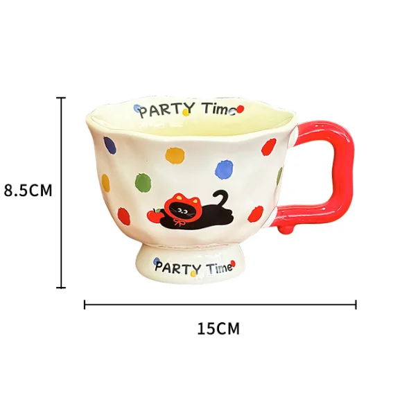 Polka Dot Kitten Cute Ceramic Mug