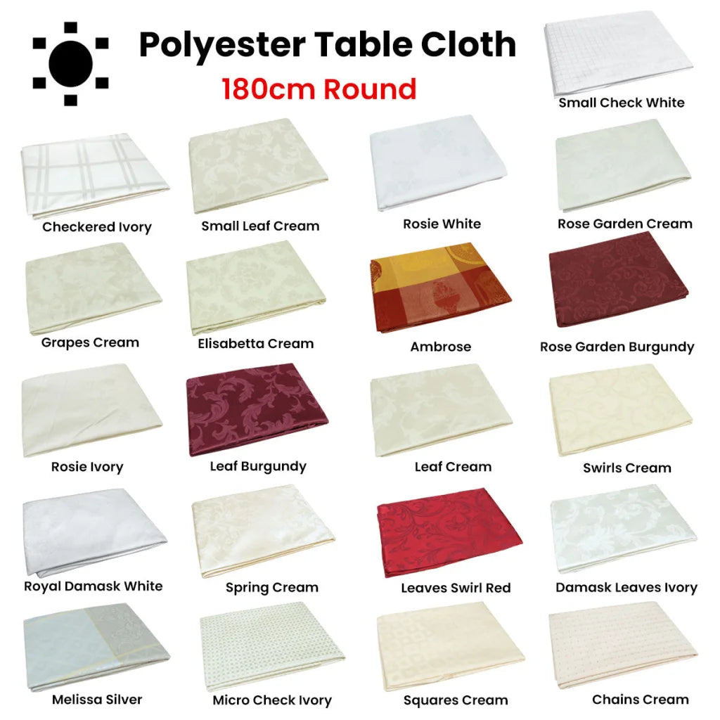 Polyester Tablecloth 180cm Round - Damask Jacquard