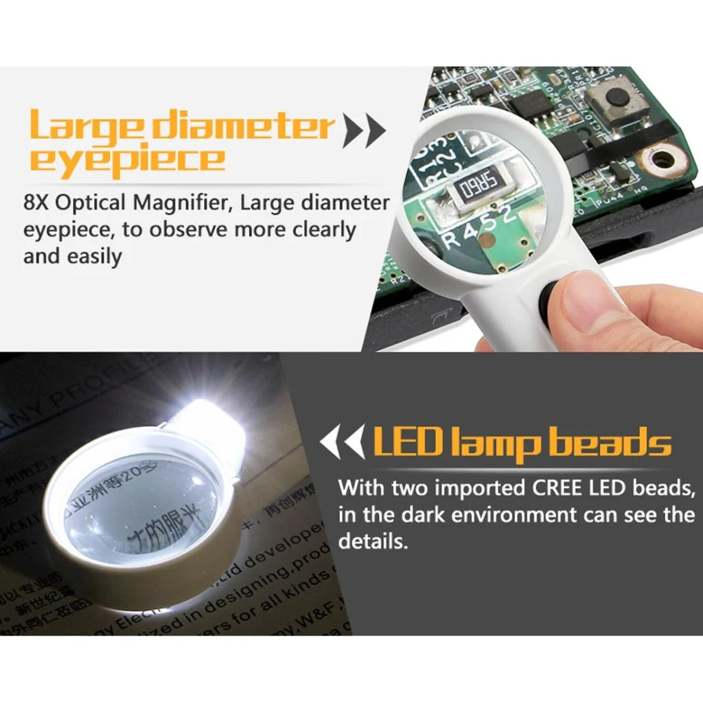 Portable 8x Optical Magnifier with Led Light - Z19 - Tools