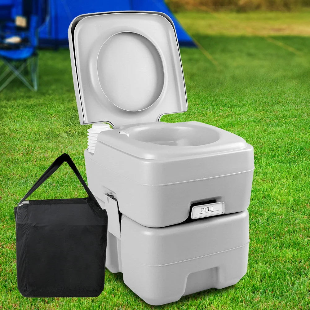 Portable Camping Toilet 20L with Carry Bag Grey - Outdoor