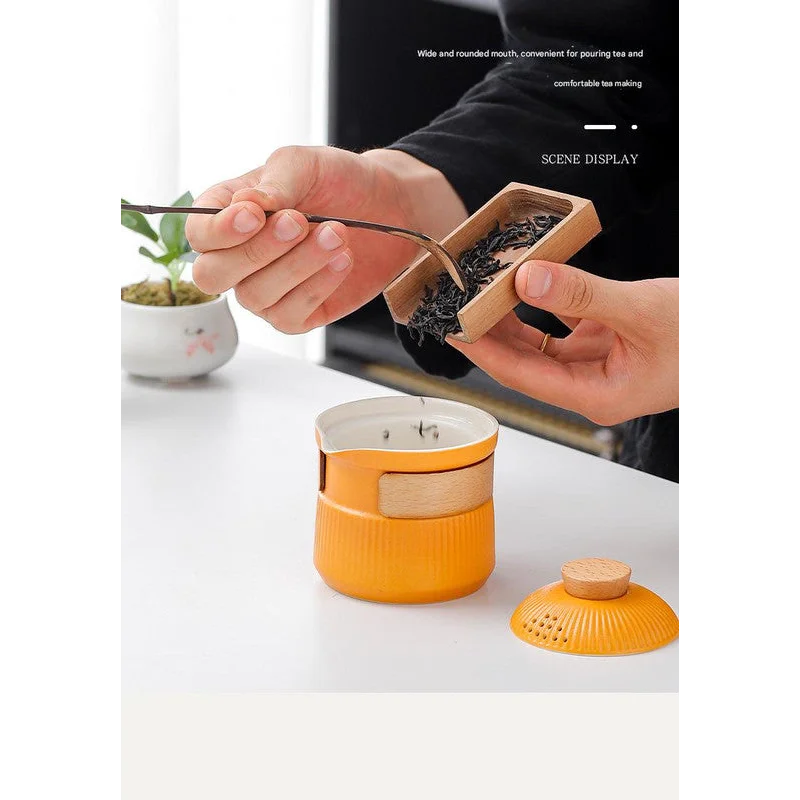 Portable Ceramic Travel Tea Set - One Pot Three Cups