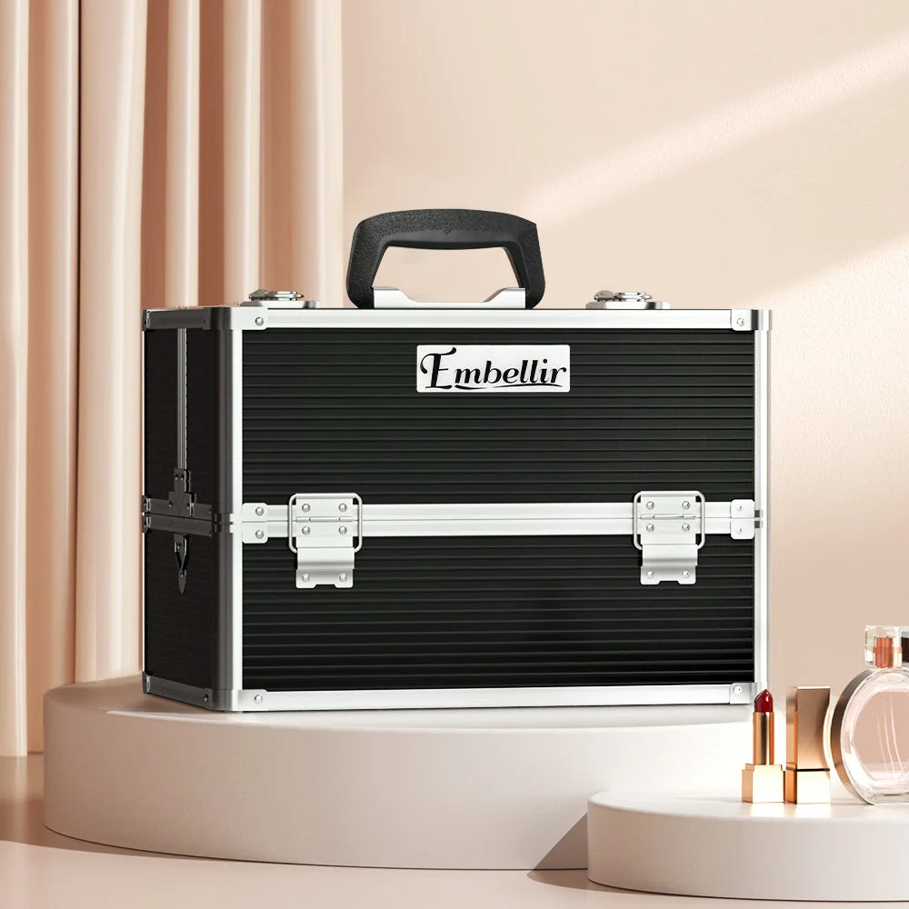 Portable Cosmetic Beauty Makeup Case - Black - Cosmetic